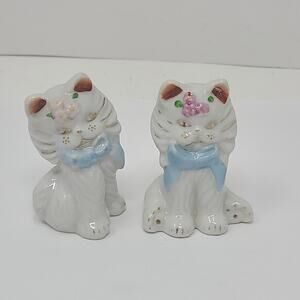 Vintage Persian Cat Kittens Salt And Pepper Shakers Japan No Stoppers 2" White